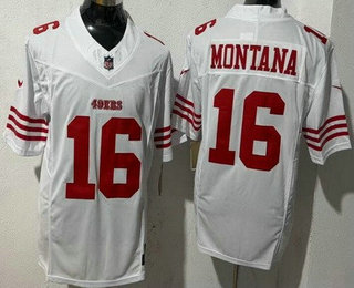 Men's San Francisco 49ers #16 Joe Montana Limited White FUSE Vapor Jersey