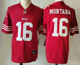 Men's San Francisco 49ers #16 Joe Montana Red 2023 FUSE Vapor Limited Stitched Jersey