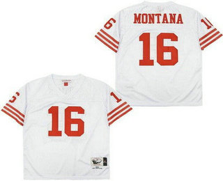 Men's San Francisco 49ers #16 Joe Montana White Throwback Jersey