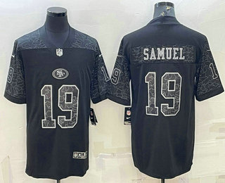 Men's San Francisco 49ers #19 Deebo Samuel Black Reflective Limited Stitched Football Jersey