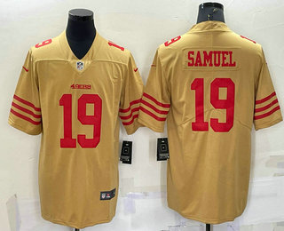 Men's San Francisco 49ers #19 Deebo Samuel Gold NEW 2022 Inverted Legend Stitched NFL Nike Limited Jersey