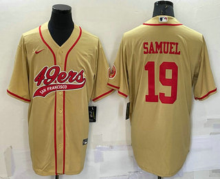 Men's San Francisco 49ers #19 Deebo Samuel Gold Stitched Cool Base Nike Baseball Jersey