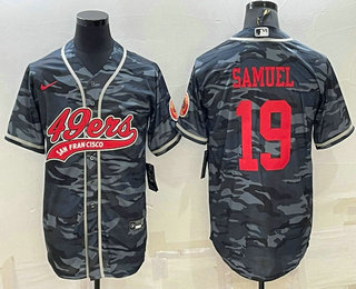 Men's San Francisco 49ers #19 Deebo Samuel Grey Camo With Patch Cool Base Stitched Baseball Jersey