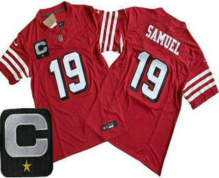 Men's San Francisco 49ers #19 Deebo Samuel Limited Red Alternate C Patch FUSE Vapor Jersey