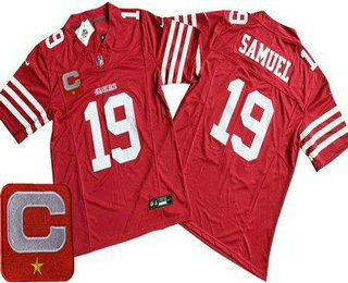 Men's San Francisco 49ers #19 Deebo Samuel Limited Red C Patch FUSE Vapor Jersey