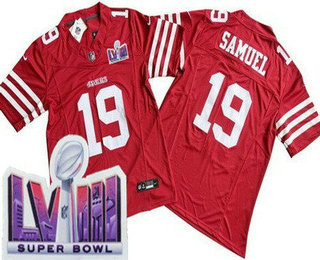 Men's San Francisco 49ers #19 Deebo Samuel Limited Red FUSE LVIII Super Bowl Vapor Jersey