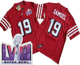 Men's San Francisco 49ers #19 Deebo Samuel Limited Red Throwback FUSE LVIII Super Bowl Vapor Jersey