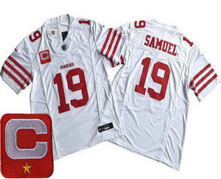 Men's San Francisco 49ers #19 Deebo Samuel Limited White C Patch FUSE Vapor Jersey