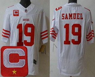 Men's San Francisco 49ers #19 Deebo Samuel Limited White C Patch FUSE Vapor Jersey