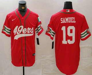 Men's San Francisco 49ers #19 Deebo Samuel Red Mexico Cool Base Stitched Baseball Jersey