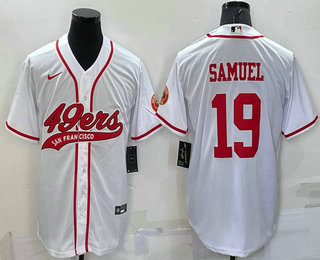 Men's San Francisco 49ers #19 Deebo Samuel White Stitched Cool Base Nike Baseball Jersey