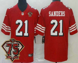 Men's San Francisco 49ers #21 Deion Sanders Red 75th 2021 Color Rush Vapor Untouchable Limited Jersey