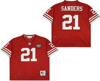 Men's San Francisco 49ers #21 Deion Sanders Red 75th Throwback Jersey