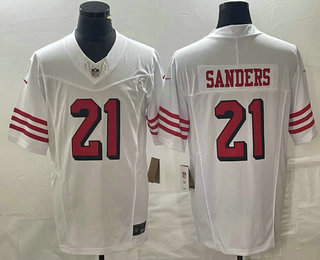 Men's San Francisco 49ers #21 Deion Sanders White 2023 FUSE Color Rush Vapor Untouchable Limited Jersey