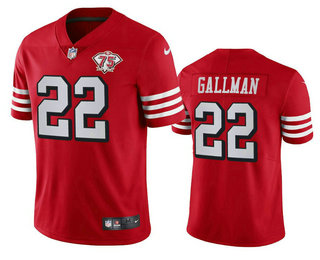 Men's San Francisco 49ers #22 Wayne Gallman Red 75th 2021 Color Rush Vapor Untouchable Limited Jersey