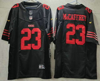 Men's San Francisco 49ers #23 Christian McCaffrey Black 2023 FUSE Vapor Untouchable Limited Stitched Jersey