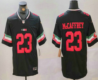 Men's San Francisco 49ers #23 Christian McCaffrey Black FUSE Mexico Vapor Limited Stitched Jersey