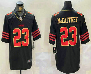 Men's San Francisco 49ers #23 Christian McCaffrey Black Golden Edition Stitched Nike Limited Jersey