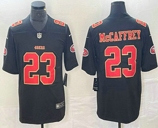 Men's San Francisco 49ers #23 Christian McCaffrey Black Red Fashion Vapor Limited Stitched Jersey