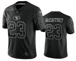 Men's San Francisco 49ers #23 Christian McCaffrey Black Reflective Limited Stitched Football Jersey