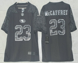 Men's San Francisco 49ers #23 Christian McCaffrey Black Reflective Limited Stitched Football Jersey