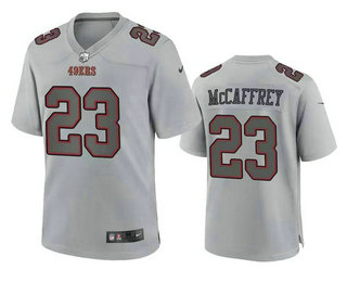 Men's San Francisco 49ers #23 Christian McCaffrey Grey Atmosphere Fashion Stitched Game Jersey