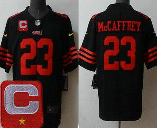 Men's San Francisco 49ers #23 Christian McCaffrey Limited Black C Patch Vapor Jersey