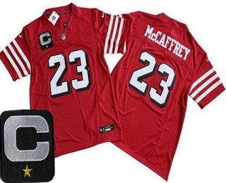 Men's San Francisco 49ers #23 Christian McCaffrey Limited Red Alternate C Patch FUSE Vapor Jersey