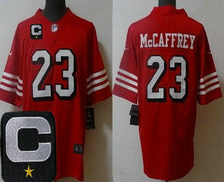 Men's San Francisco 49ers #23 Christian McCaffrey Limited Red Alternate C Patch Vapor Jersey