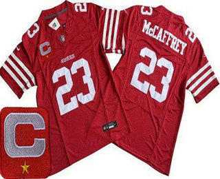 Men's San Francisco 49ers #23 Christian McCaffrey Limited Red C Patch FUSE Vapor Jersey