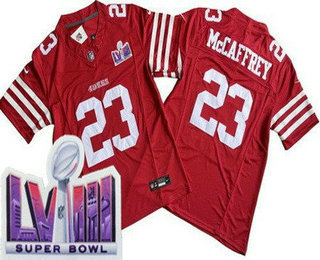 Men's San Francisco 49ers #23 Christian McCaffrey Limited Red FUSE LVIII Super Bowl Vapor Jersey