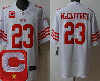 Men's San Francisco 49ers #23 Christian McCaffrey Limited White C Patch Vapor Jersey