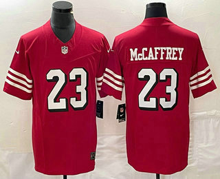 Men's San Francisco 49ers #23 Christian McCaffrey Red 2023 FUSE Color Rush Vapor Untouchable Limited Jersey