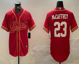 Men's San Francisco 49ers #23 Christian McCaffrey Red 2024 Cool Base Stitched Baseball Jersey