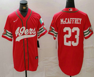 Men's San Francisco 49ers #23 Christian McCaffrey Red Mexico Cool Base Stitched Baseball Jersey