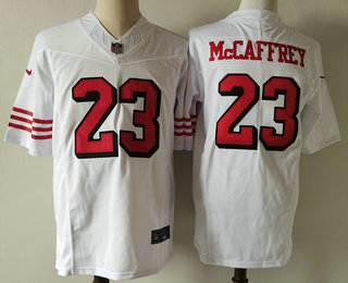 Men's San Francisco 49ers #23 Christian McCaffrey White 2023 FUSE Color Rush Vapor Untouchable Limited Jersey