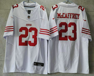 Men's San Francisco 49ers #23 Christian McCaffrey White 2023 FUSE Vapor Untouchable Limited Stitched Jersey