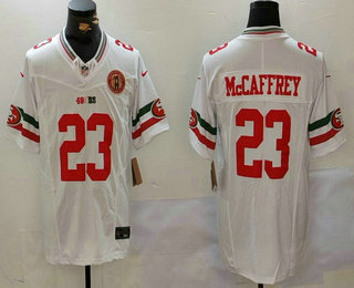 Men's San Francisco 49ers #23 Christian McCaffrey White FUSE Mexico Gate Bridge Patch Vapor Limited Stitched Jersey