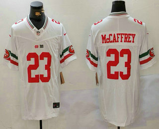 Men's San Francisco 49ers #23 Christian McCaffrey White FUSE Mexico Vapor Limited Stitched Jersey