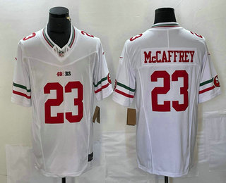 Men's San Francisco 49ers #23 Christian McCaffrey White Mexico 2023 FUSE Vapor Limited Stitched Jersey