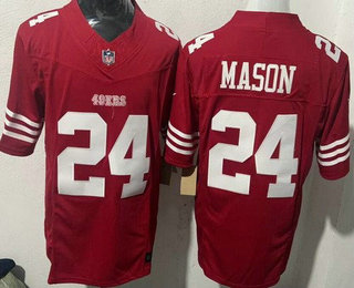 Men's San Francisco 49ers #24 Jordan Mason Limited Red FUSE Vapor Jersey