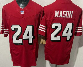 Men's San Francisco 49ers #24 Jordan Mason Limited Red Throwback FUSE Vapor Jersey