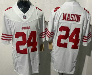 Men's San Francisco 49ers #24 Jordan Mason Limited White FUSE Vapor Jersey