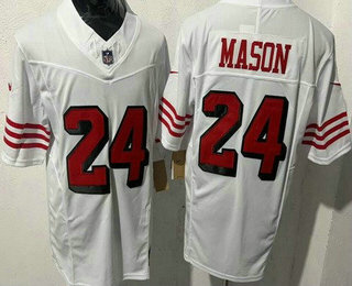 Men's San Francisco 49ers #24 Jordan Mason Limited White Throwback FUSE Jersey