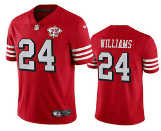 Men's San Francisco 49ers #24 KWaun Williams Red 75th 2021 Color Rush Vapor Untouchable Limited Jersey