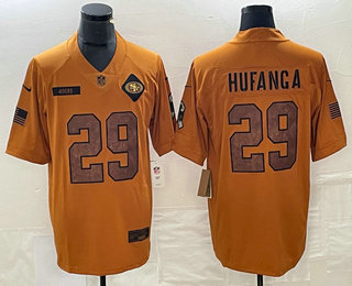 Men's San Francisco 49ers #29 Talanoa Hufanga Brown 2023 Salute To Service Limited Stitched Jersey