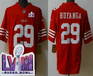 Men's San Francisco 49ers #29 Talanoa Hufanga Limited Red FUSE LVIII Super Bowl Vapor Jersey