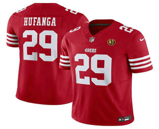 Men's San Francisco 49ers #29 Talanoa Hufanga Red John Madden Patch 2023 FUSE Vapor Limited Stitched Jersey