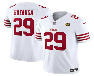 Men's San Francisco 49ers #29 Talanoa Hufanga White John Madden Patch 2023 FUSE Vapor Limited Stitched Jersey