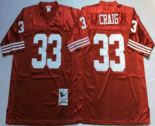 Men's San Francisco 49ers #33 Roger Craig Red Mitchell & Ness Throwback Vintage Football Jersey